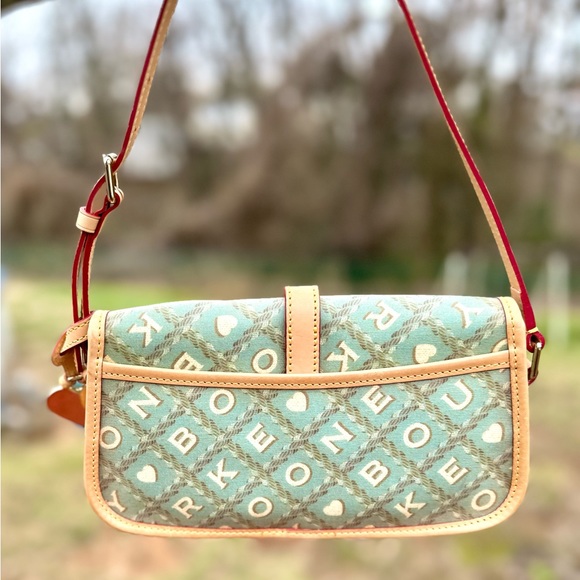 Dooney & Bourke Vintage Bag Y2K Teal Green Crossword Shoulder Purse LIKE NEW - Picture 5 of 7